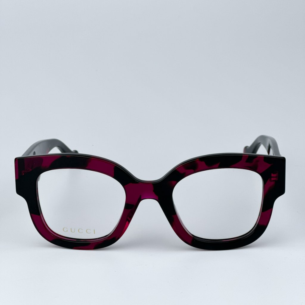 Gucci Gg1423o 003 Brand New Eyeglasses Fuchsia Havana Women Square